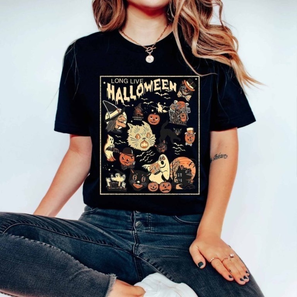 Long Live Halloween Retro Vintage Spooky Season Witchy Vibes Graphic T-Shirt